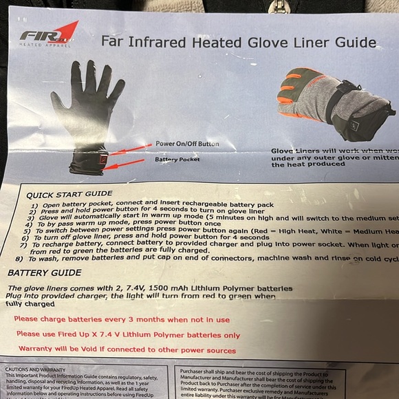 Small heated glove liners - Fired Up X apparel - Picture 8 of 9